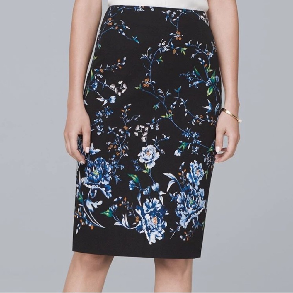 White House black market Floral-Print Pencil Skirt
